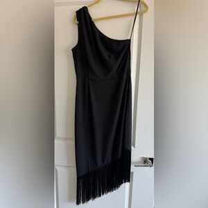 Hutch Black Strapless Dress with Side Draping